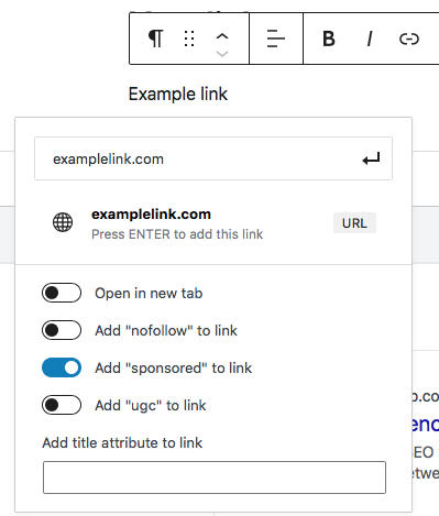 Screenshot of Sponsored link category