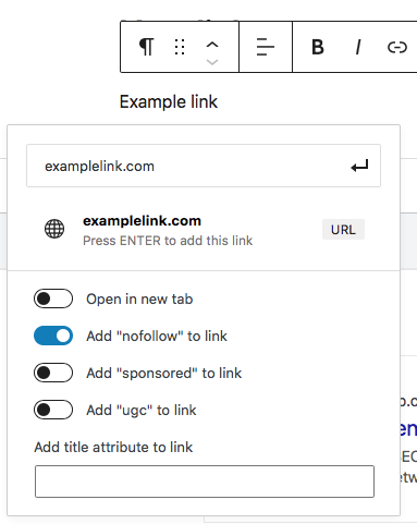 Screenshot of no-follow link
